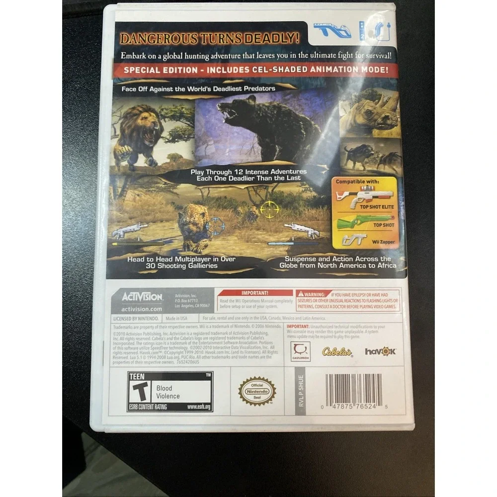 Cabela's Dangerous Hunts 2011 for Nintendo Wii - Cib 3d Glasses